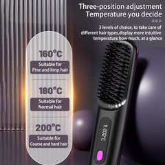 USB Rechargeable Hair Straightening Comb